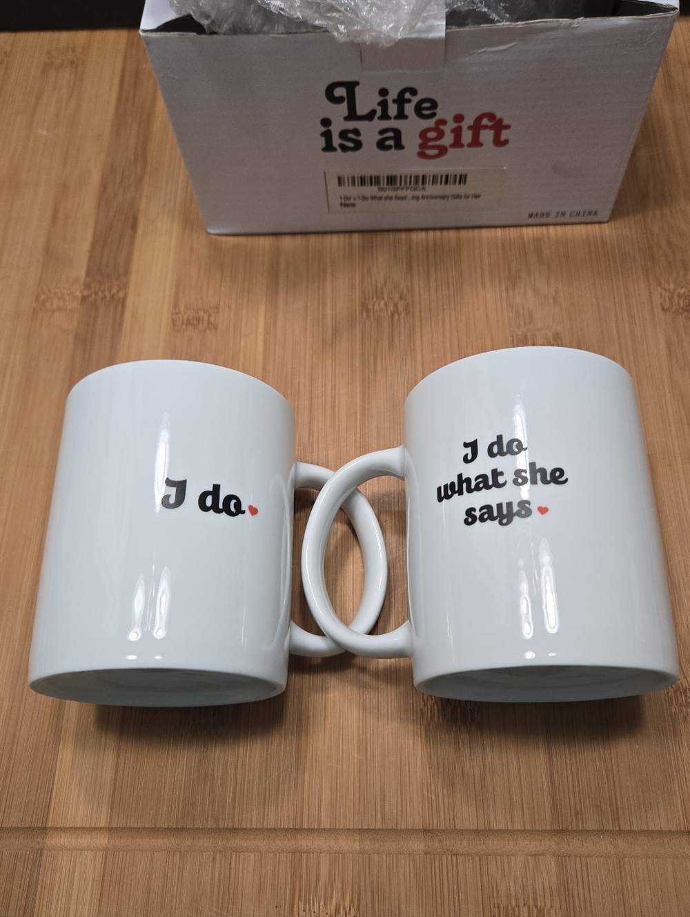 I do coffee mug and i do what she says wedding couple mug set  NEW